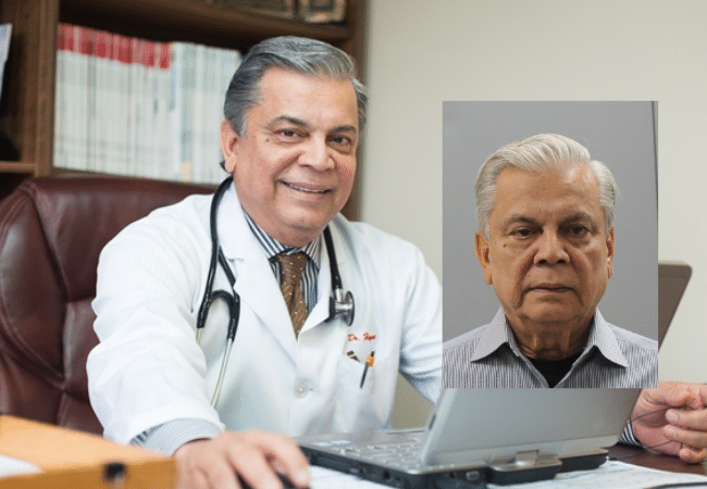 Portrait and booking photo of Dr. Syed Haque, a physician convicted for sexual offenses against his patients.