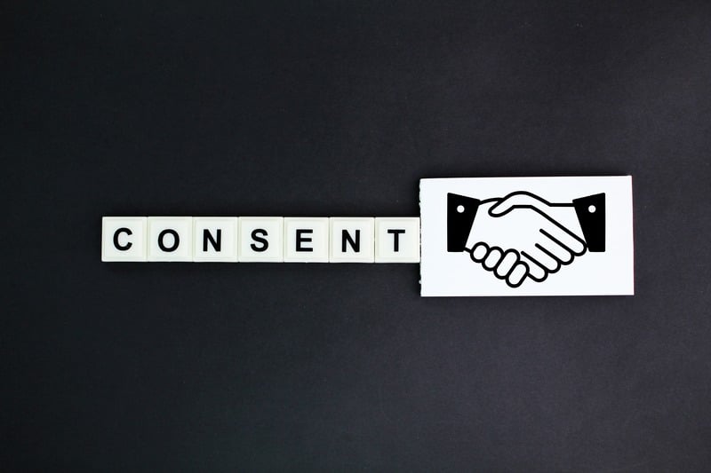 Alphabet letters spelling consent