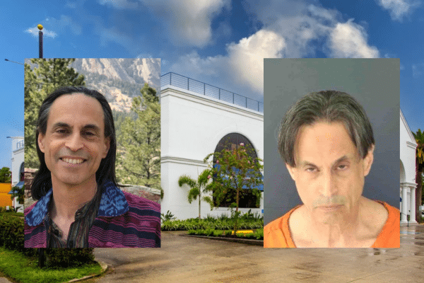 Composite image showing photos of Dr. Stephen Feig overlaid on a photo of the Brain Wave Center in Sarasota, Florida, where he worked as a medical director.