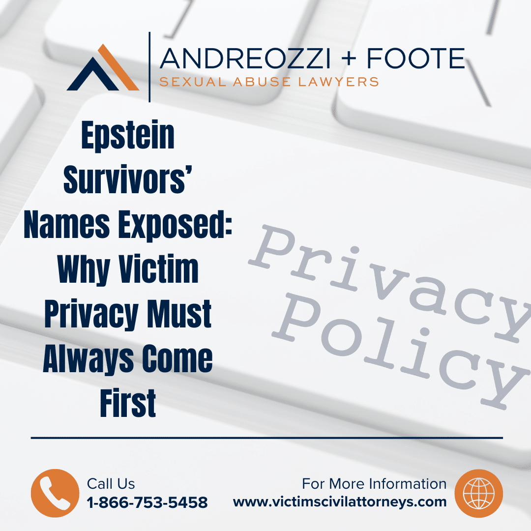 graphic on Epstein survivors names being exposed
