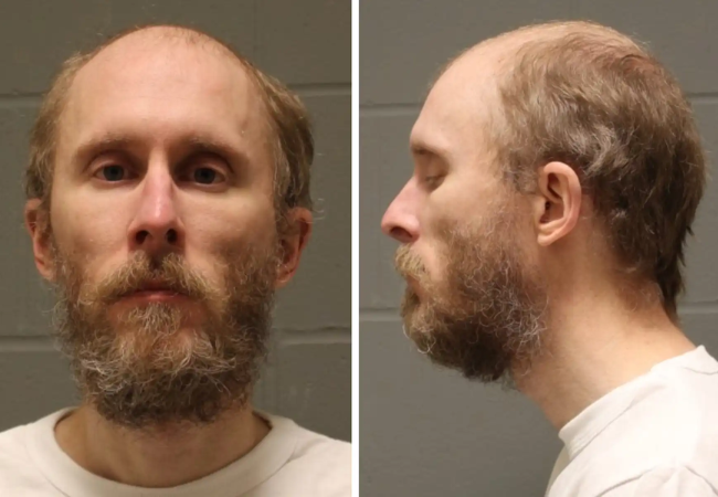 Front and side mugshot photos of Aaron Hjermstad, a former Minnesota coach and teacher convicted of child sexual abuse.