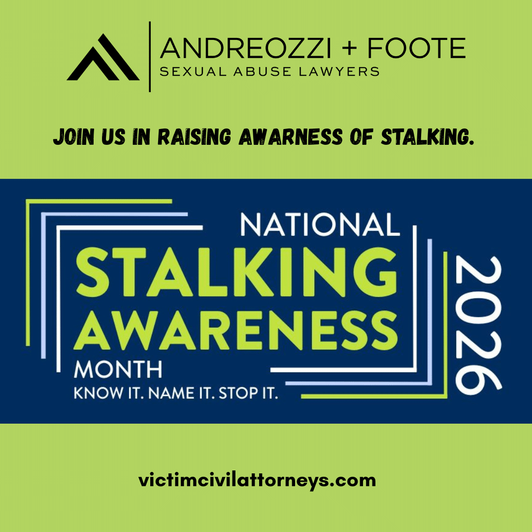 National Stalking Awareness Month graphic