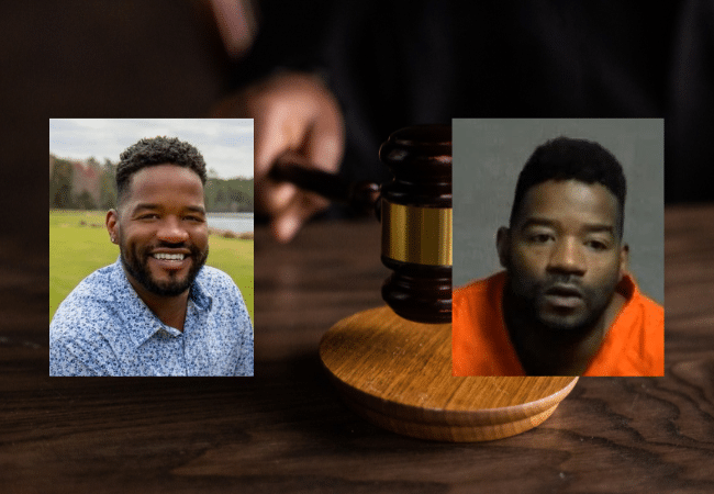 Former New Jersey educator and coach Darnell Denzel Williams, known as “Coach Dee,” shown in a social media profile image on the left and a court photo on the right, faces multiple child sexual abuse charges in New Jersey.