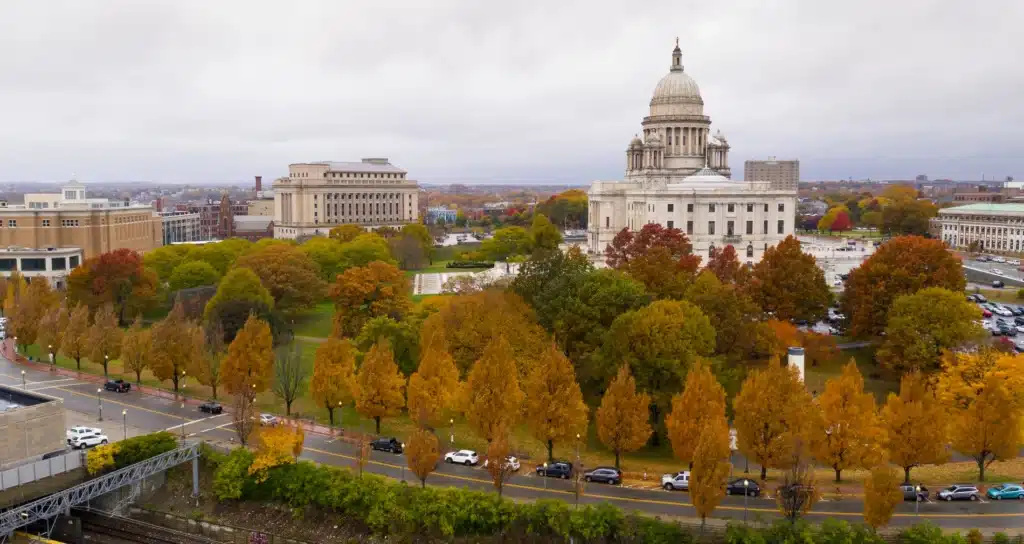 Providence Rhode Island Town View with Capitol Building