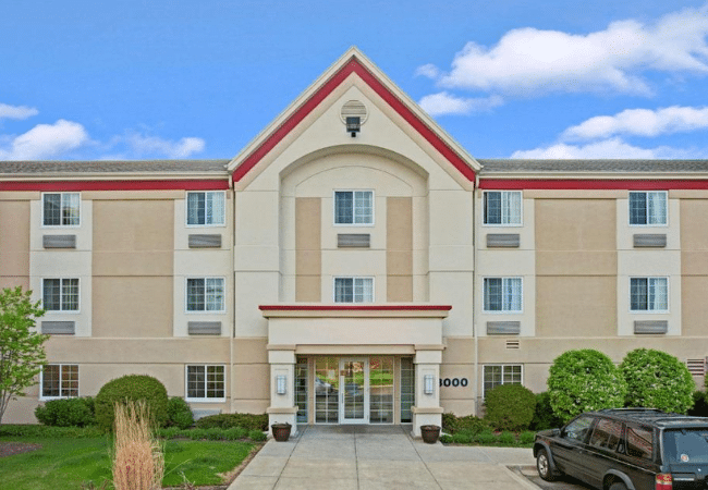 MainStay Suites Hotel in Wheeling, Illinois, where a shooting was reported.